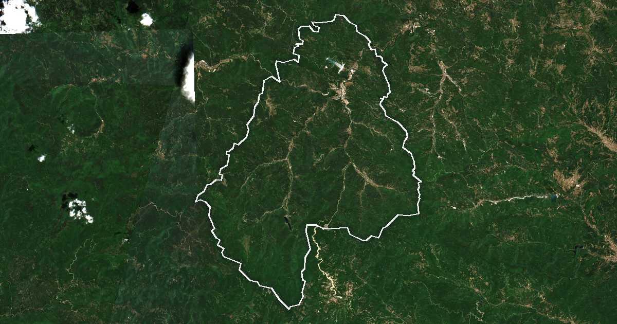 Image satellite avec la limite tracée: Roudozem