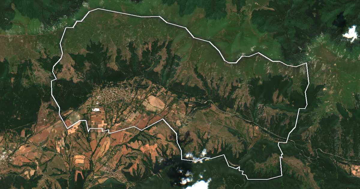 Image satellite avec la limite tracée: Anton