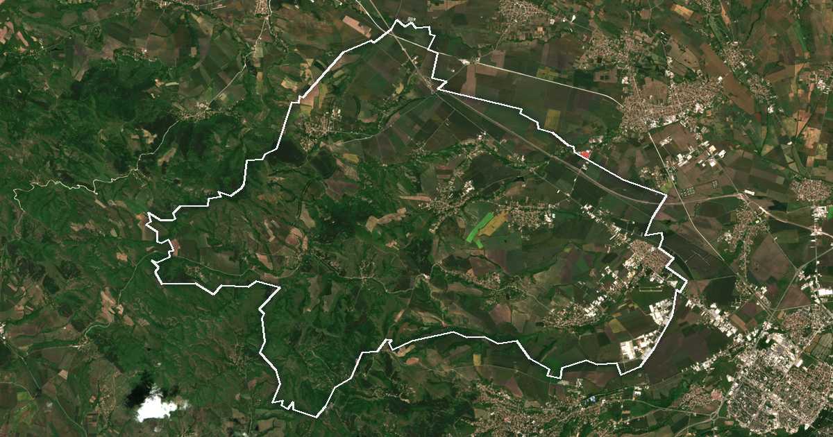 Image satellite avec la limite tracée: Bojourichté