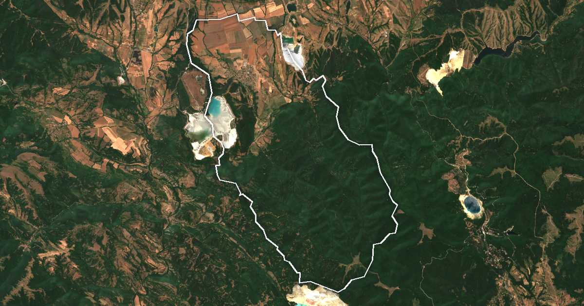 Image satellite avec la limite tracée: Tchavdar