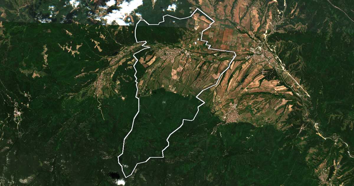 Image satellite avec la limite tracée: Dolna Banya