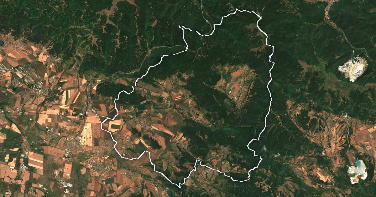 Image satellite avec la limite tracée: Gorna Malina