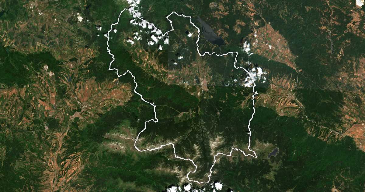 Image satellite avec la limite tracée: Samokov