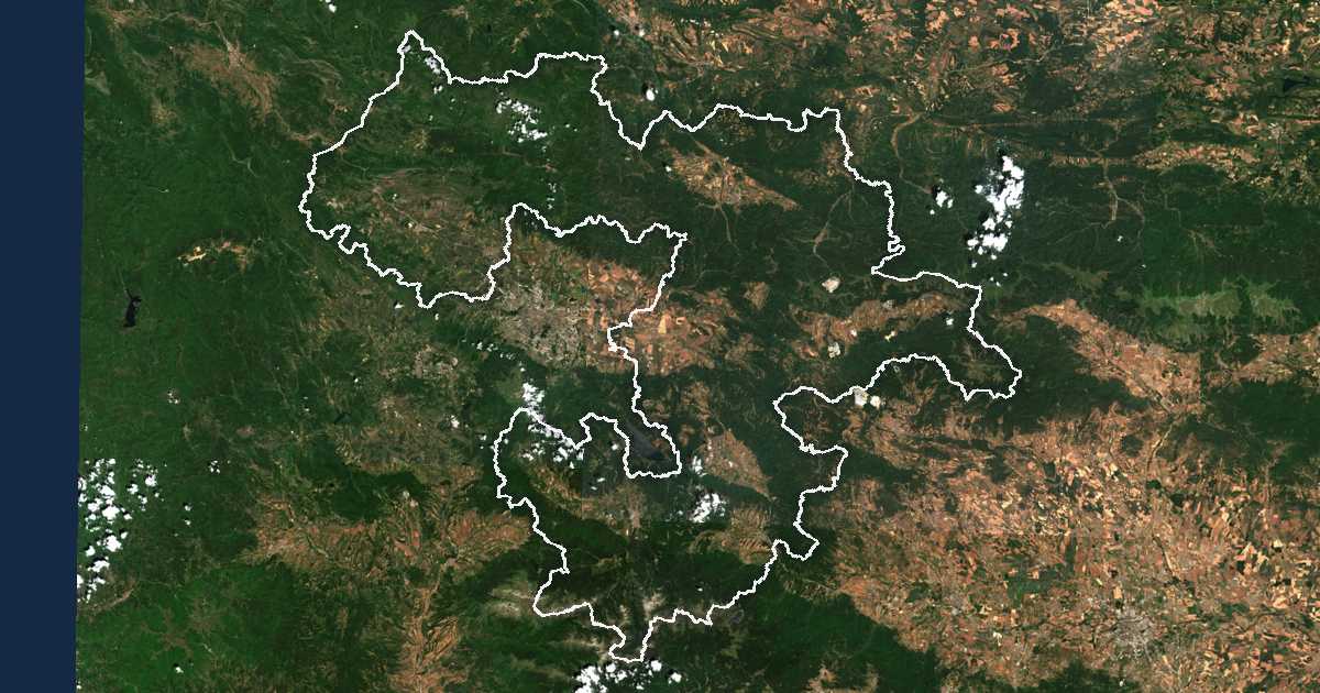 Image satellite avec la limite tracée: Sofia