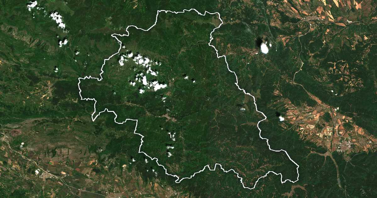 Image satellite avec la limite tracée: Svogué