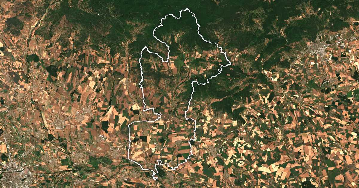 Image satellite avec la limite tracée: Bratya Daskalovi