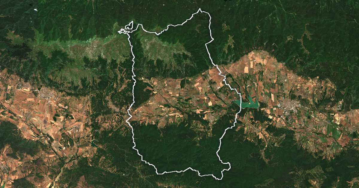 Image satellite avec la limite tracée: Pavel banya