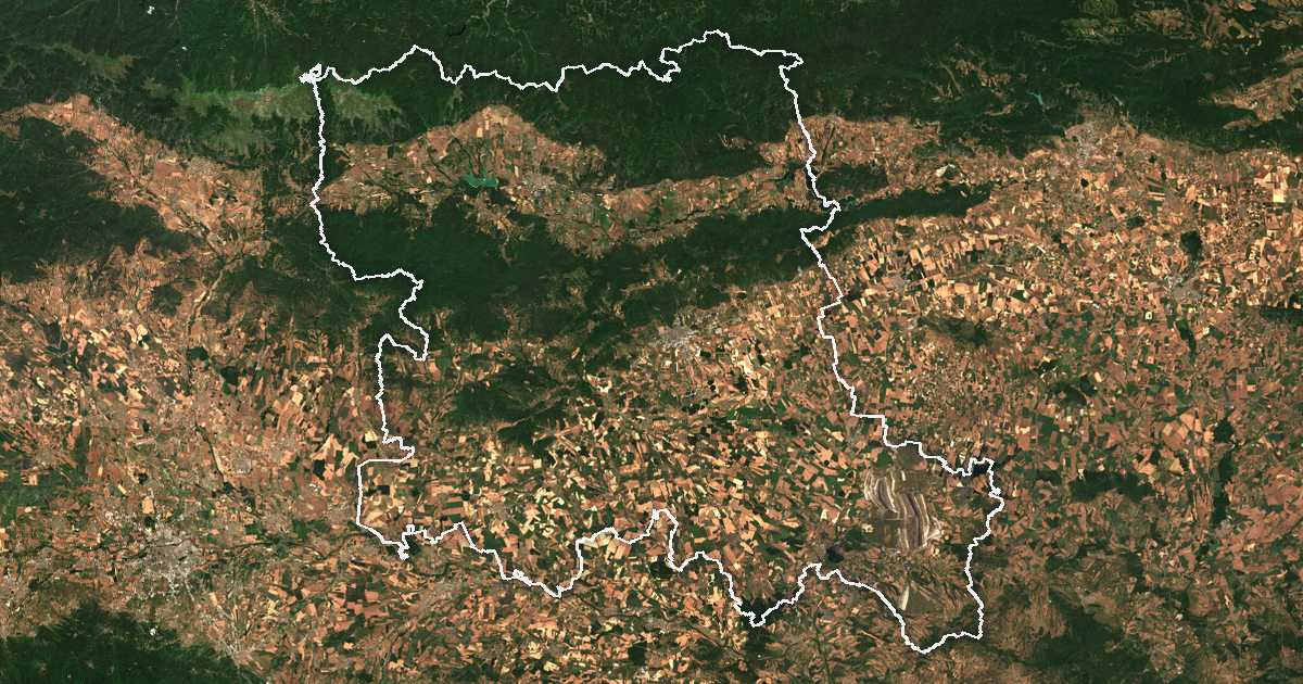 Image satellite avec la limite tracée: Stara Zagora