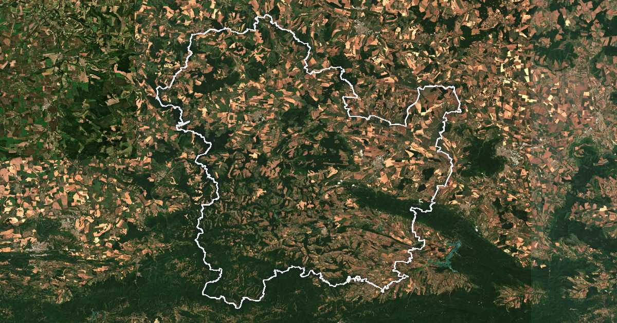 Image satellite avec la limite tracée: Targovichté