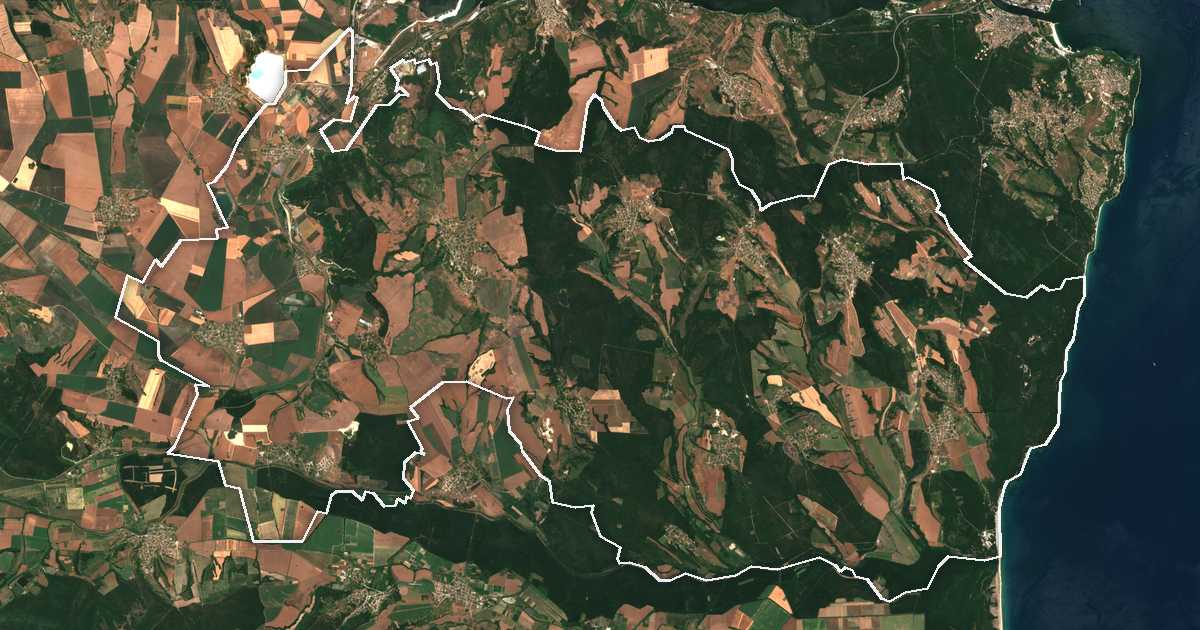 Image satellite avec la limite tracée: Avren