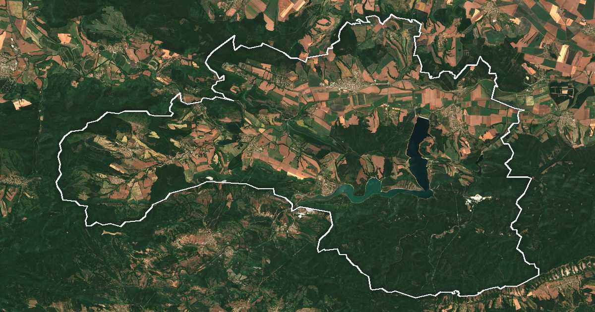 Image satellite avec la limite tracée: Dalgopol
