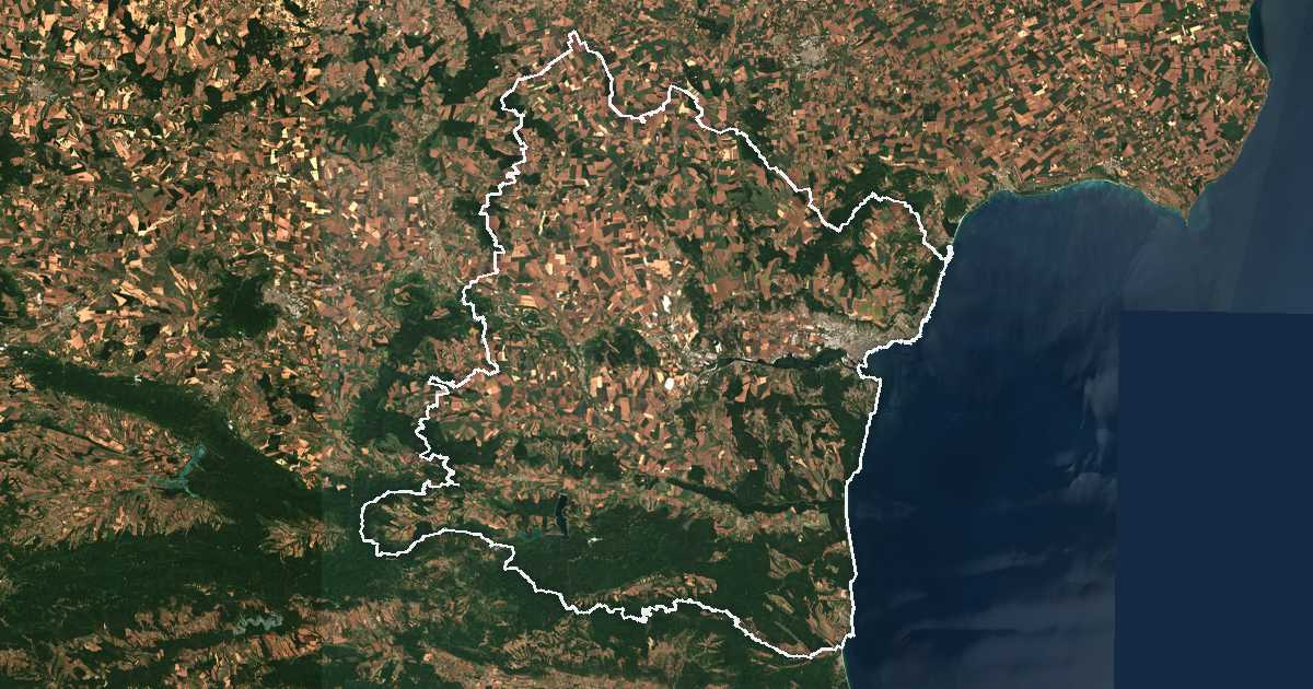 Image satellite avec la limite tracée: Varna