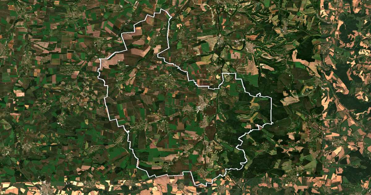 Image satellite avec la limite tracée: Polski Trambech