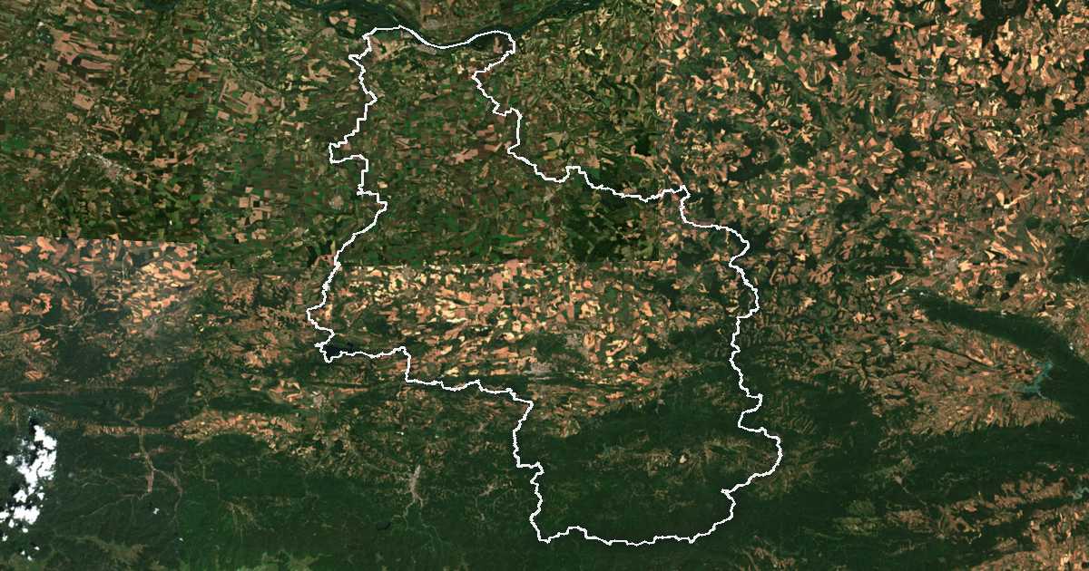 Image satellite avec la limite tracée: Veliko Tarnovo
