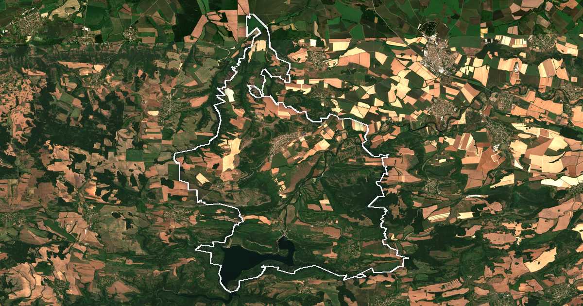 Image satellite avec la limite tracée: Soukhindol