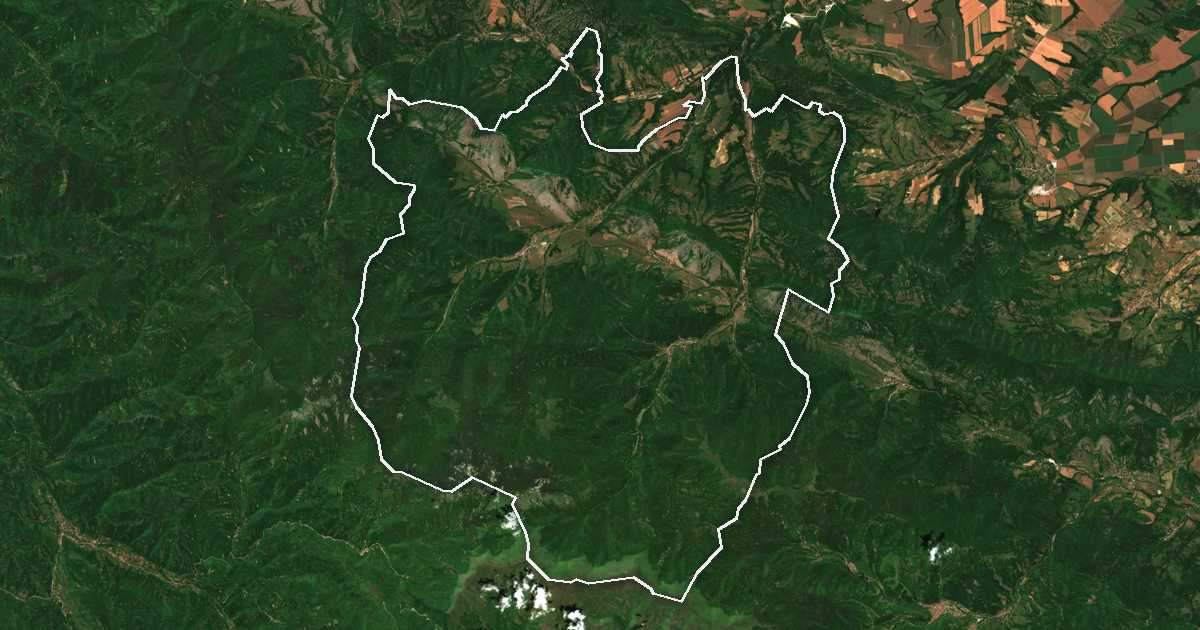 Image satellite avec la limite tracée: Tchoupréné