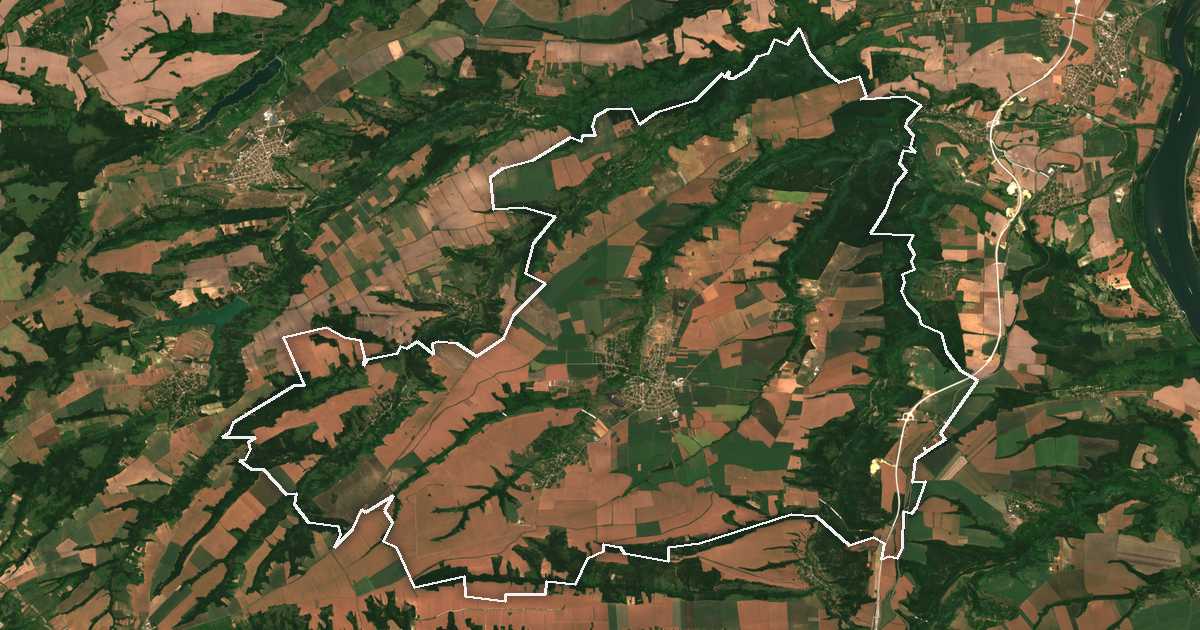 Image satellite avec la limite tracée: Gramada