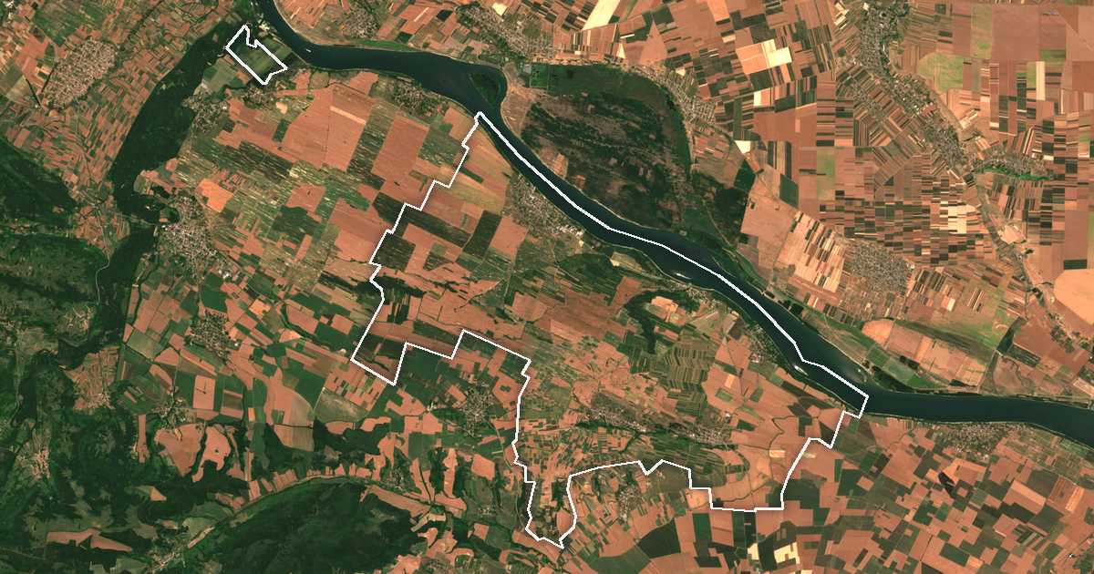 Image satellite avec la limite tracée: Novo Sélo