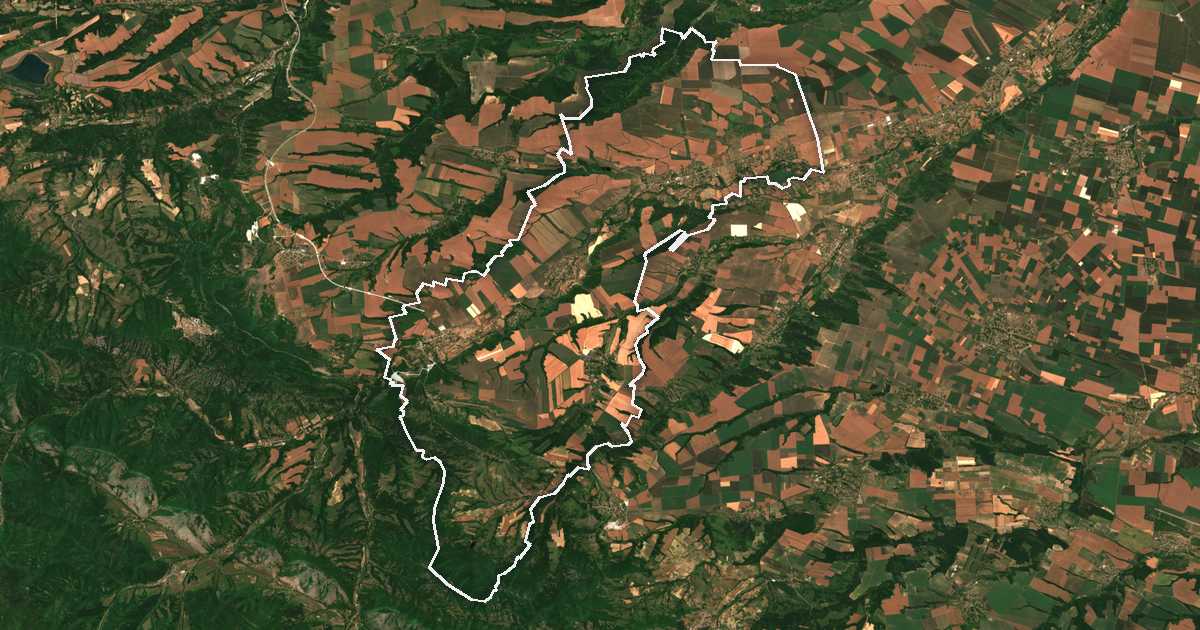 Image satellite avec la limite tracée: Roujintsi