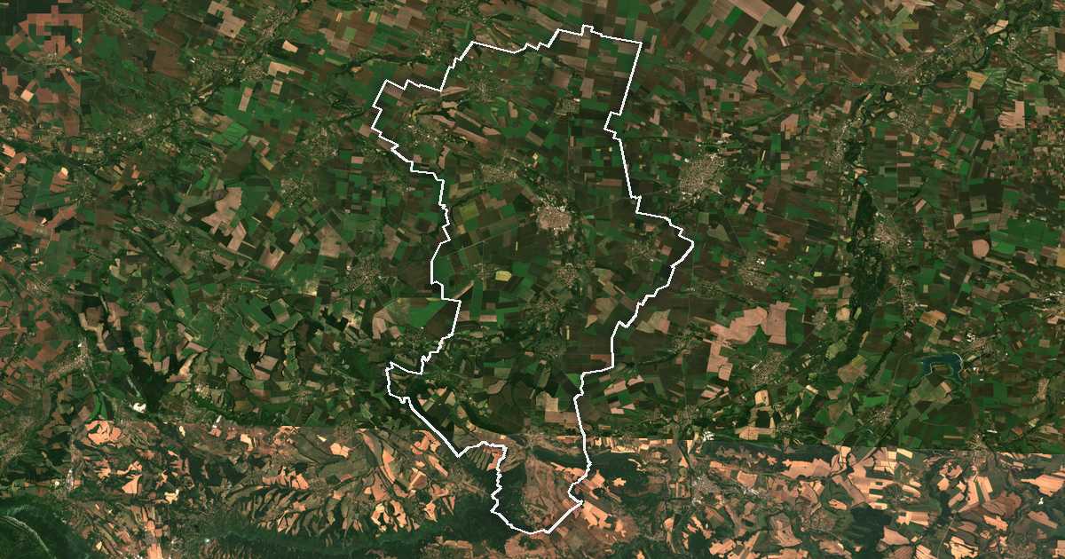 Image satellite avec la limite tracée: Byala Slatina