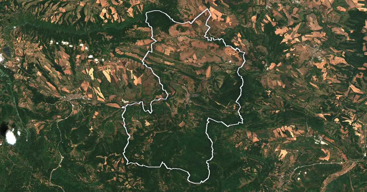 Image satellite avec la limite tracée: Roman