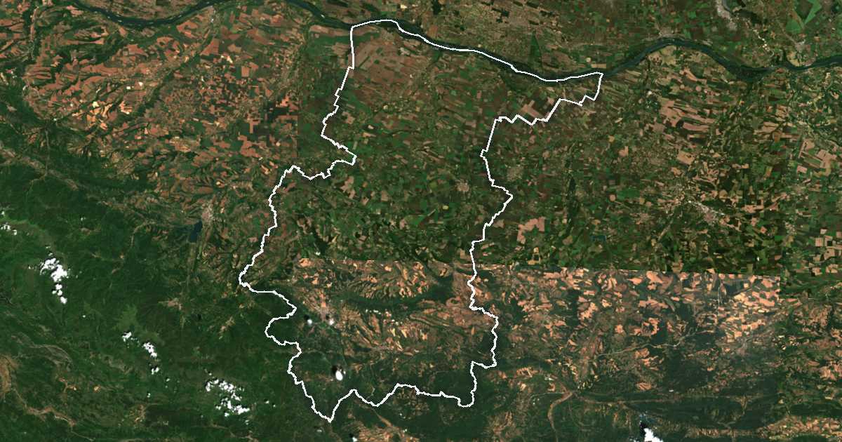 Image satellite avec la limite tracée: Vratsa