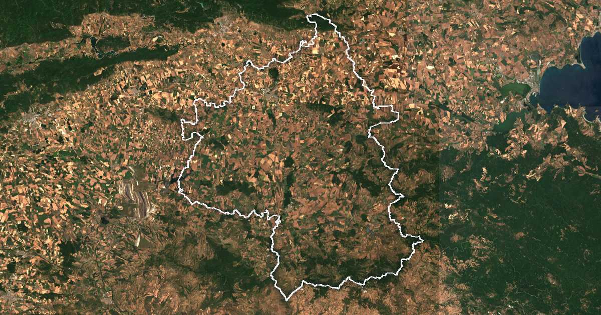 Image satellite avec la limite tracée: Yambol