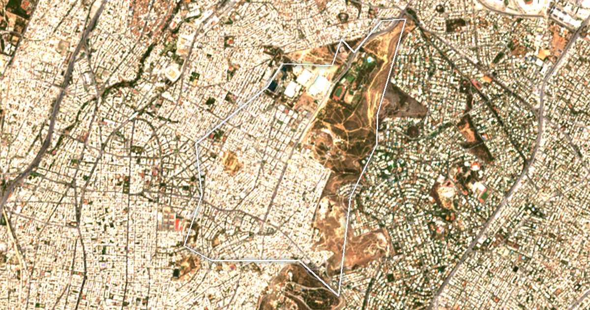 Image satellite avec la limite tracée: Galátsi