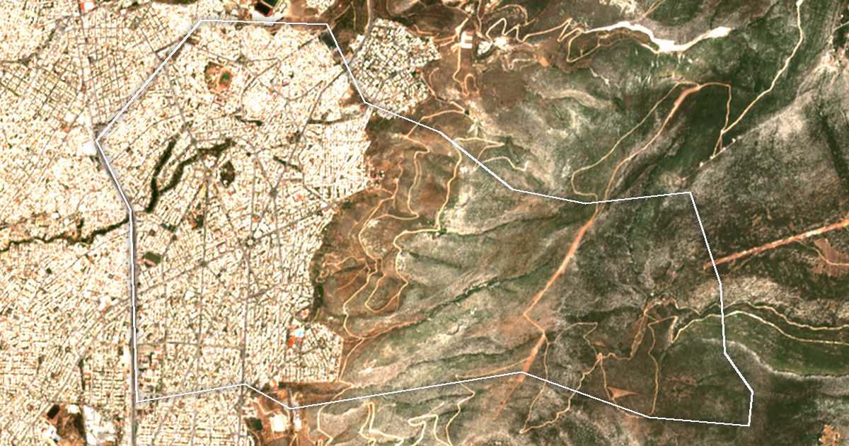 Image satellite avec la limite tracée: Héliopolis