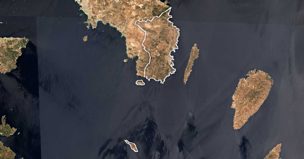 Image satellite avec la limite tracée: Lavreotikí