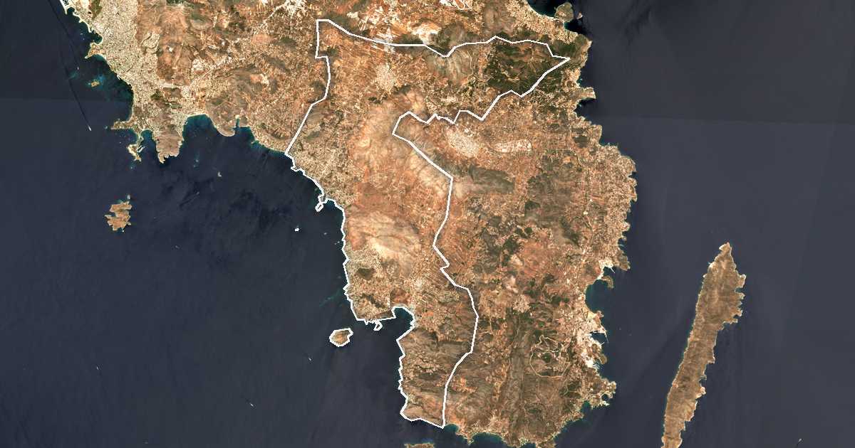 Image satellite avec la limite tracée: du Saronique