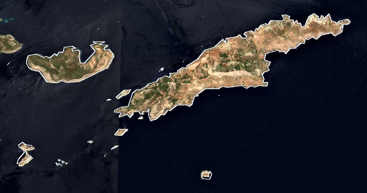 Image satellite avec la limite tracée: Hydra