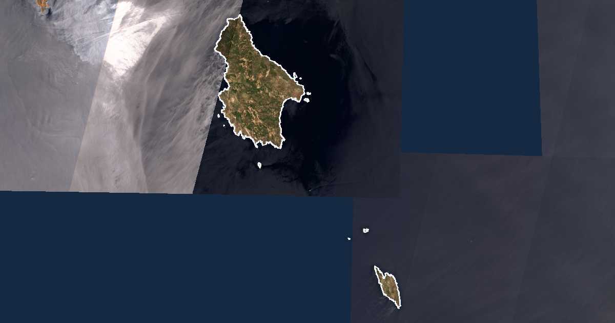 Image satellite avec la limite tracée: de Cythère