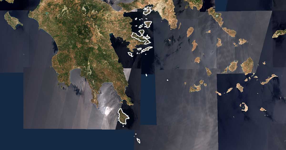 Image satellite avec la limite tracée: Îles