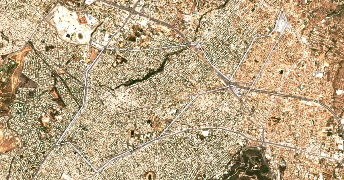 Image satellite avec la limite tracée: Chalándri