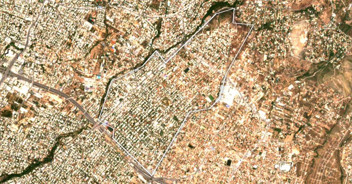 Image satellite avec la limite tracée: Vrilíssia
