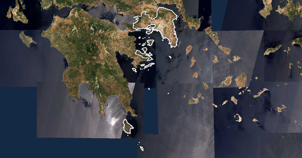 Image satellite avec la limite tracée: Attique