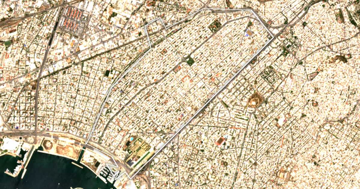 Image satellite avec la limite tracée: Kallithéa