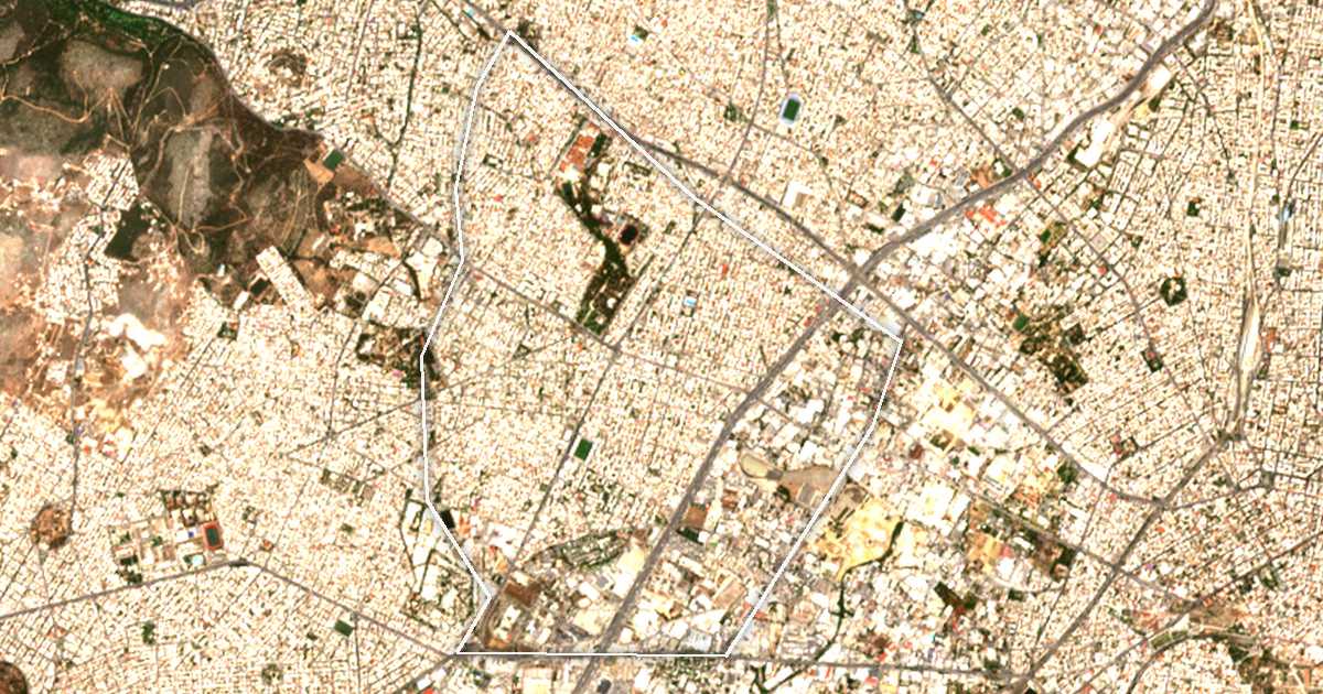 Image satellite avec la limite tracée: Aigáleo