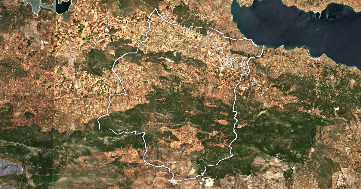 Image satellite avec la limite tracée: de Tanagra