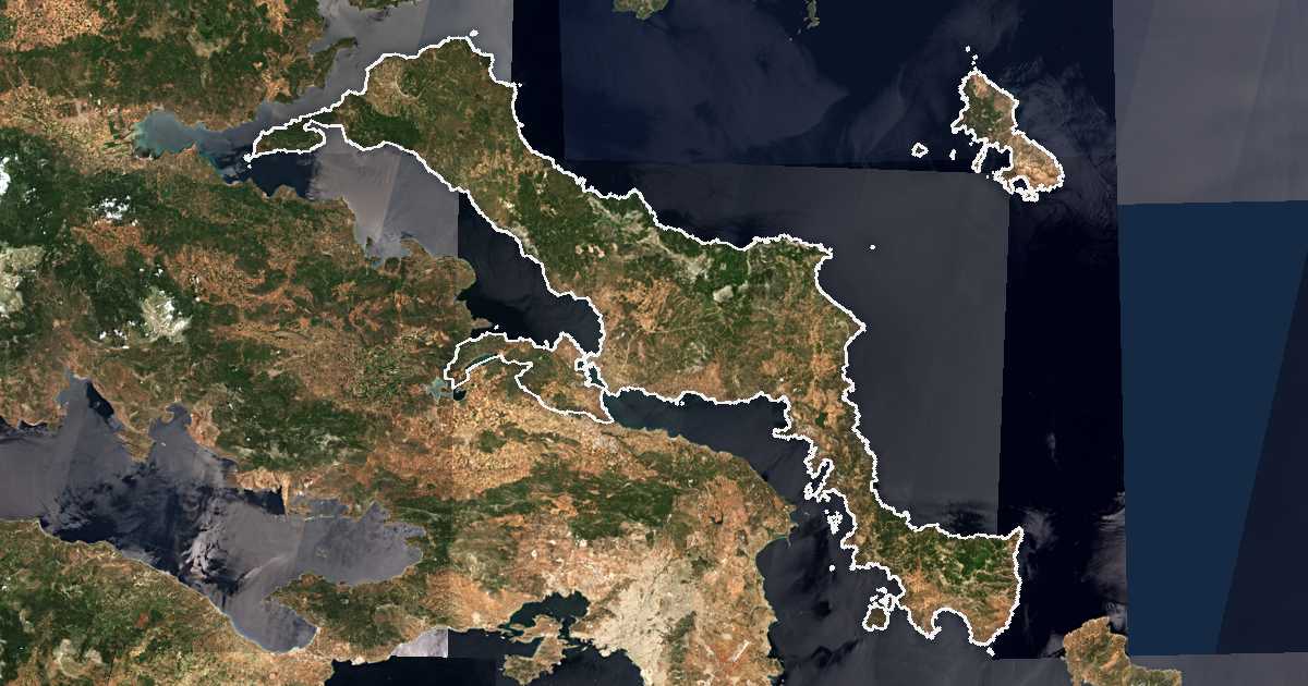 Image satellite avec la limite tracée: Eubée