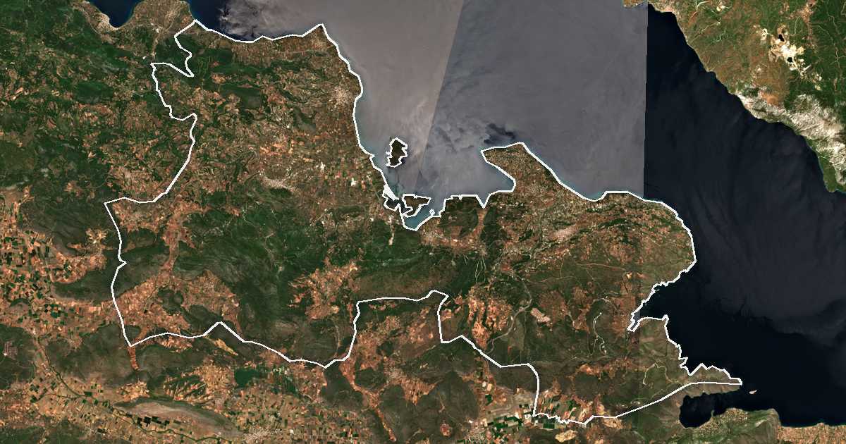 Image satellite avec la limite tracée: des Locriens