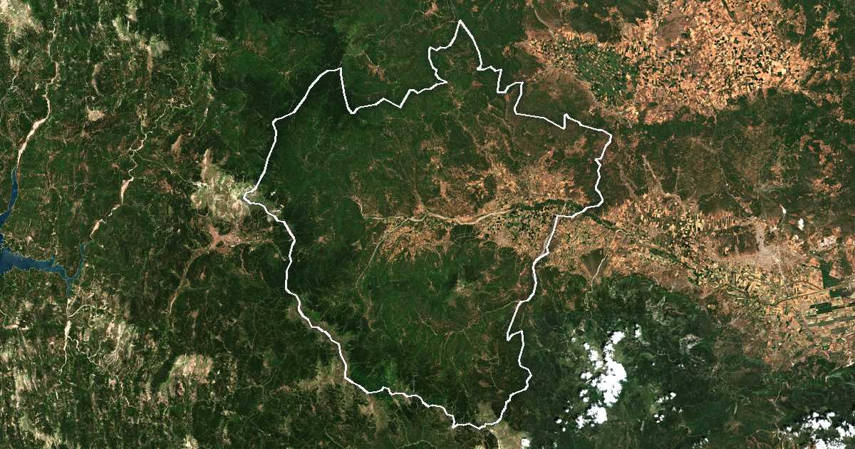 Image satellite avec la limite tracée: de Makrakómi