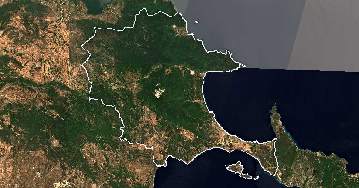 Image satellite avec la limite tracée: Aristotélis