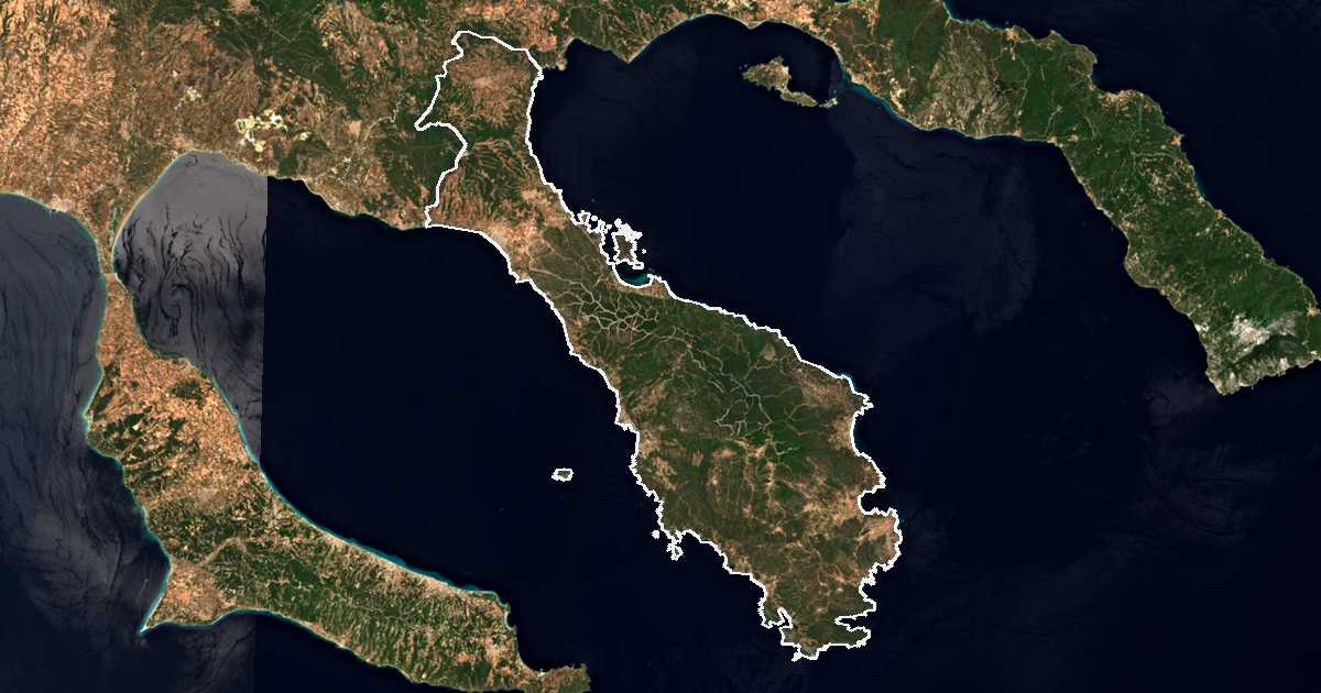 Image satellite avec la limite tracée: de Sithonie