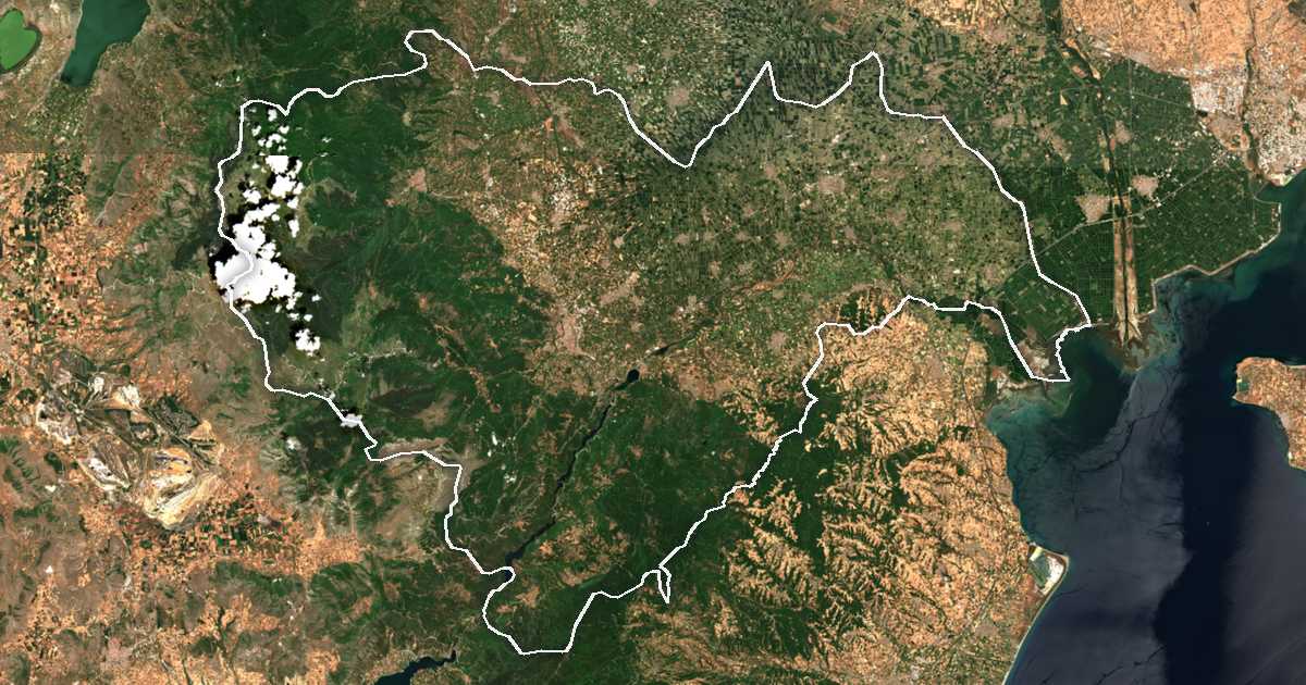 Image satellite avec la limite tracée: Imathie