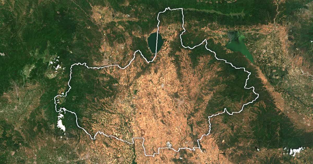 Image satellite avec la limite tracée: Kilkís