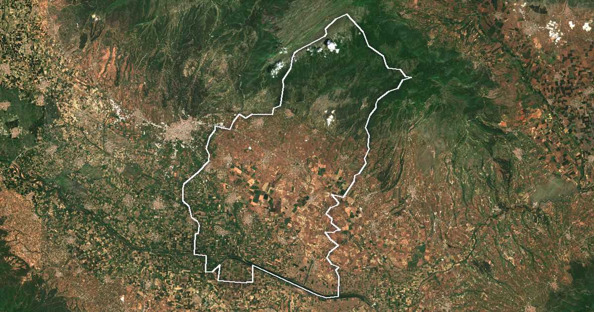 Image satellite avec la limite tracée: Emmanouíl Pappás