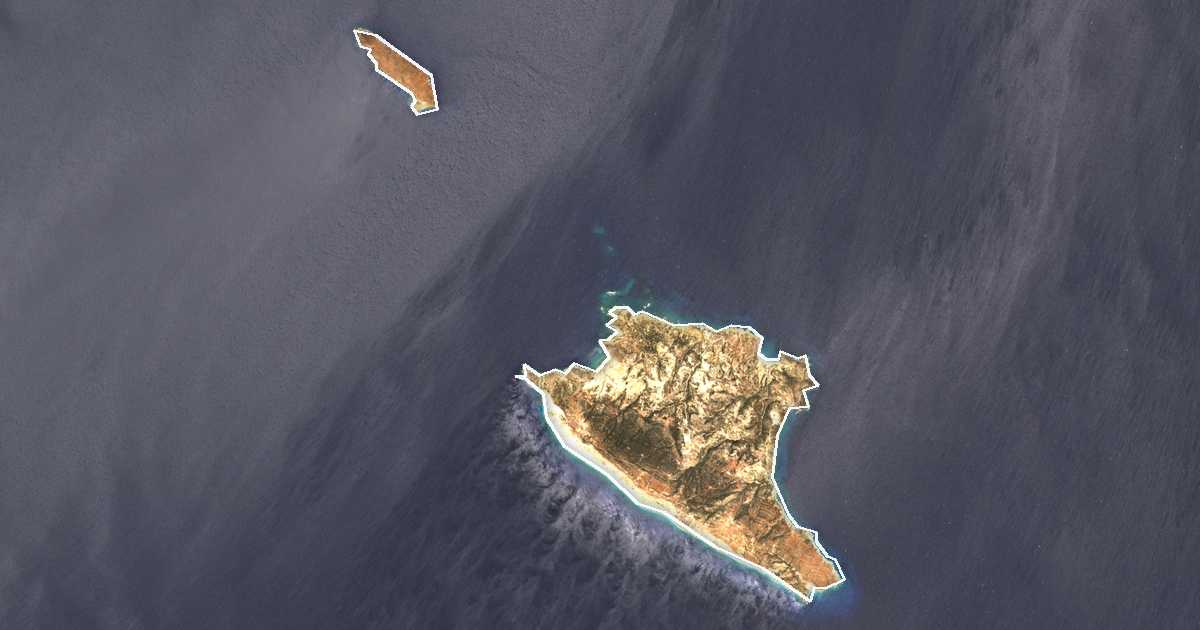 Image satellite avec la limite tracée: de Gávdos