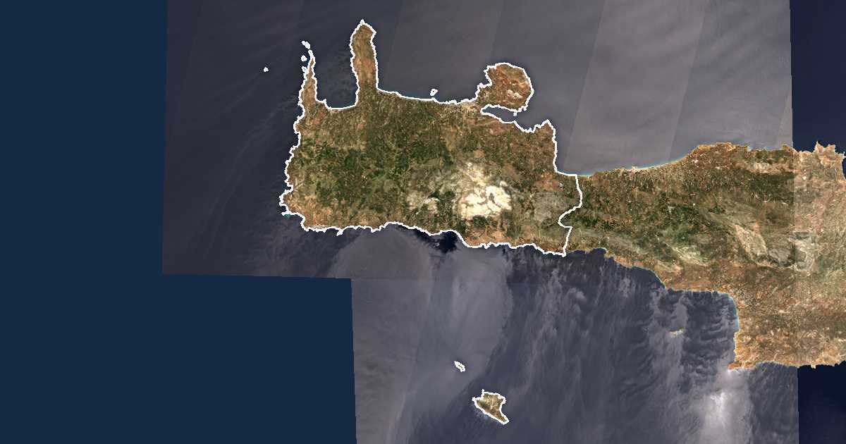 Image satellite avec la limite tracée: La Canée